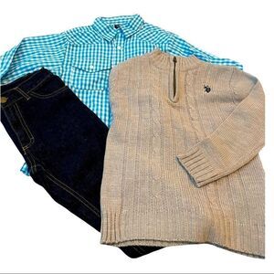 Ralph Lauren US Polo Association Boy’s Sweater Top Jean Set Size 6 NWT 3…